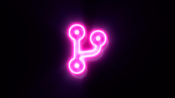 Animovaný Růžový Neon Stetoskop Symbol Černém Pozadí — Stock video