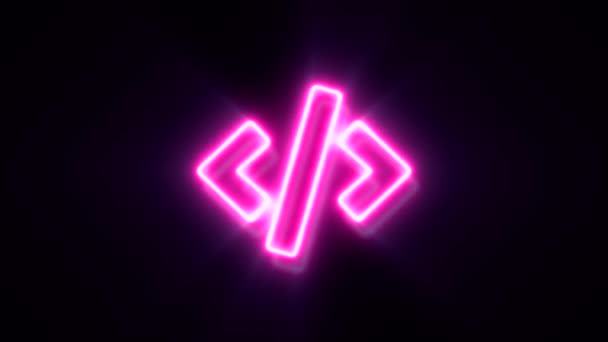 黑色背景上的动画粉色霓虹灯背斜杠符号 — 图库视频影像