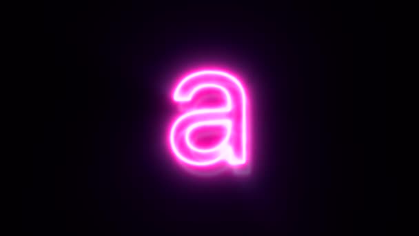 Pink Neon Font Letter Lowercase Animated Alphabet Symbol Black Background — Stock Video