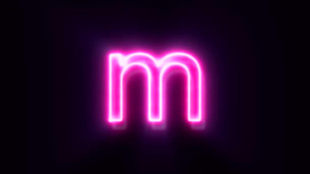 Pink Neon Lettertype Letter Kleine Letters Animated Alfabet Symbool Zwarte — Stockvideo