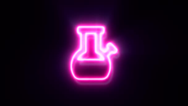 黒を基調としたピンク色のネオン化学の旗の象徴 — ストック動画