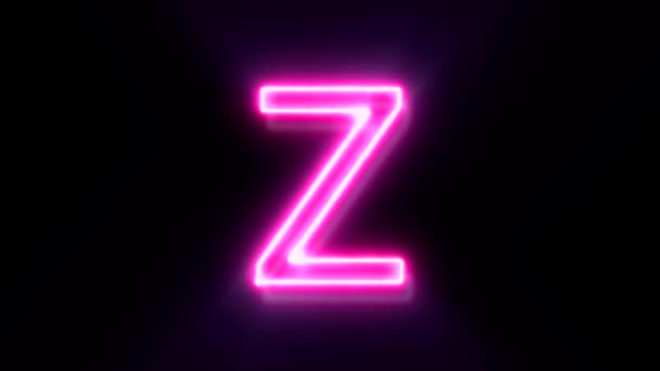 Pink Neon Lettertype Letter Uppercase Animated Alfabet Symbool Zwarte Achtergrond — Stockvideo