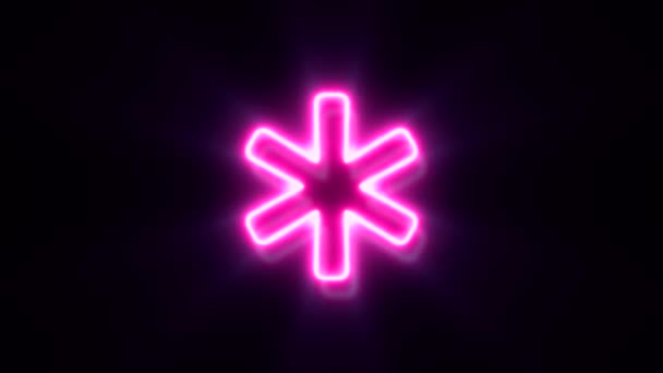 Geanimeerde Roze Neon Ster Symbool Zwarte Achtergrond — Stockvideo