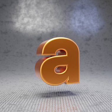 Altın harf. Metal desenli arka planda küçük bir çanta. 3D parlatılmış metalik yazı tipi. Poster, pankart, reklam, dekorasyon için en iyisi..