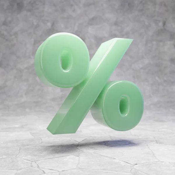 Símbolo Percentagem Jade Fundo Rochoso Renderizado Personagem Pedra Preciosa Jade — Fotografia de Stock