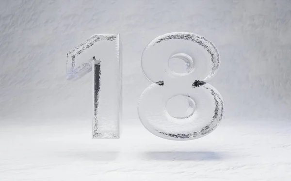 雪の背景に氷の番号18 — ストック写真