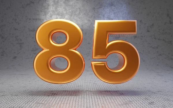 金属テクスチャの背景に黄金の番号85 3Dは光沢のある金属の数字をレンダリング ポスター バナー 装飾に最適です — ストック写真