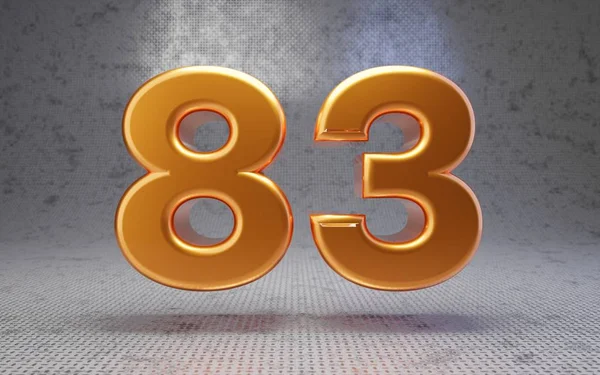 金属のテクスチャの背景に黄金の番号83 3Dは光沢のある金属の数字をレンダリング ポスター バナー 装飾に最適です — ストック写真