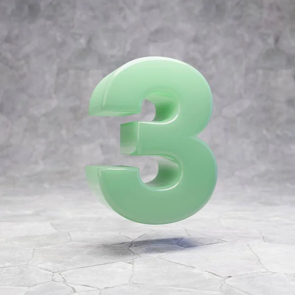 Jade Nummer Drie Rocky Backgrond Weergegeven Jade Edelsteen Cijfer Ideaal — Stockfoto