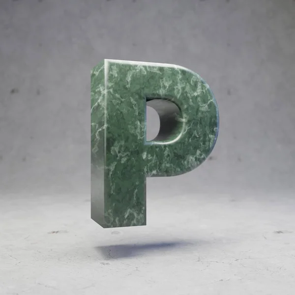 Green Marble Letter Uppercase Concrete Background Rendered Glossy Stone Font — Stock Photo, Image