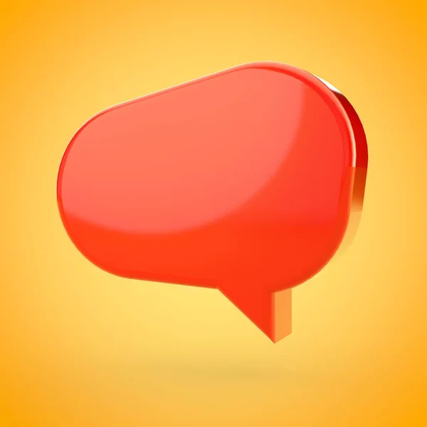 Φούσκα Ομιλίας Απομονωμένη Κίτρινο Φόντο Απόδοση Κόκκινο Chat Φούσκα — Φωτογραφία Αρχείου