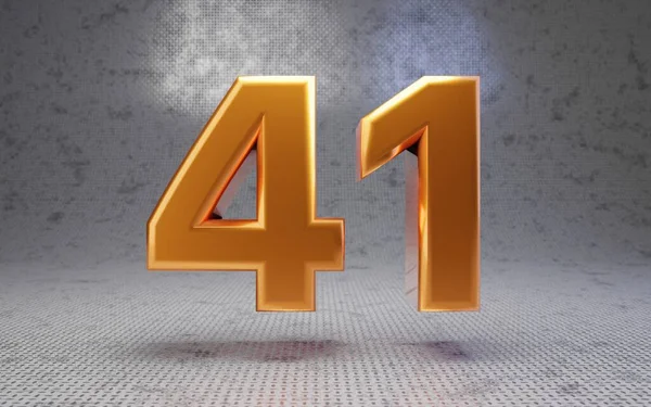 金41号金属纹理背景 3D渲染光滑的金属数字 最适合海报 — 图库照片