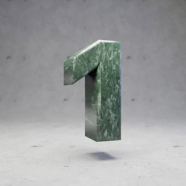 Mármol Verde Número Sobre Fondo Hormigón Renderizado Piedra Brillante Número —  Fotos de Stock