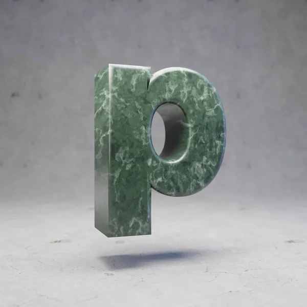Letra Mármol Verde Minúscula Sobre Fondo Hormigón Renderizado Piedra Brillante — Foto de Stock
