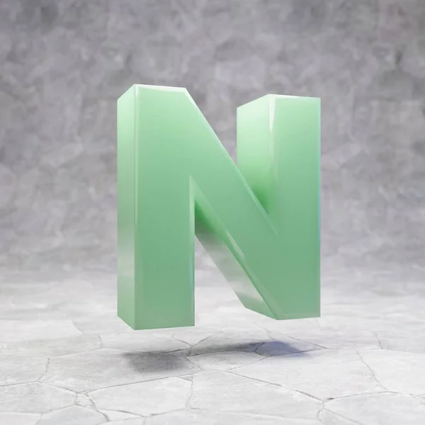Jade Letter Hoofdletters Rotsachtige Achtergrond Weergegeven Jade Edelsteen Lettertype Ideaal — Stockfoto
