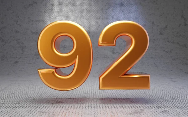 黄金92号金属纹理背景 3D渲染光滑的金属数字 最适合海报 — 图库照片