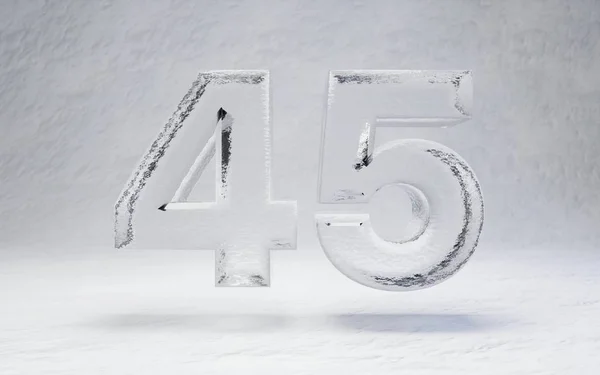 氷の番号45 白い雪の背景に3Dレンダリングアルファベット 冬のスポーツバナー カクテルバー 氷の展示会の広告に最適です — ストック写真
