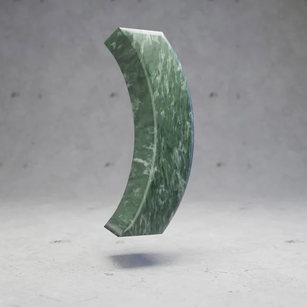 コンクリートの背景に緑の大理石の丸括弧記号 3Dレンダリング光沢のある石フォント — ストック写真