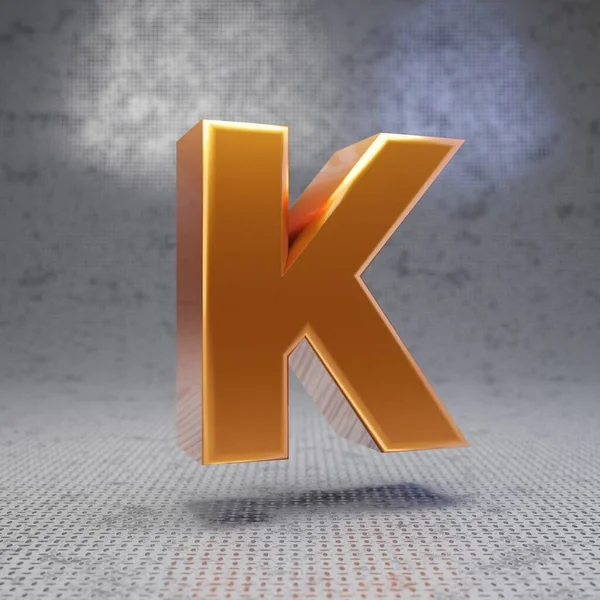 金文字金属質感の背景にK大文字 3Dレンダリングされた光沢のある金属フォント ポスター バナー 装飾に最適です — ストック写真