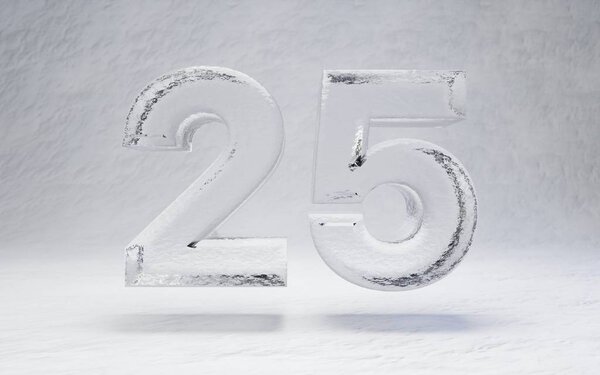 Лёд номер 25. 3D-рендеринг алфавита на белом снежном фоне. Лучшие для зимних спортивных баннеров, коктейль-баров, рекламы выставок льда
.