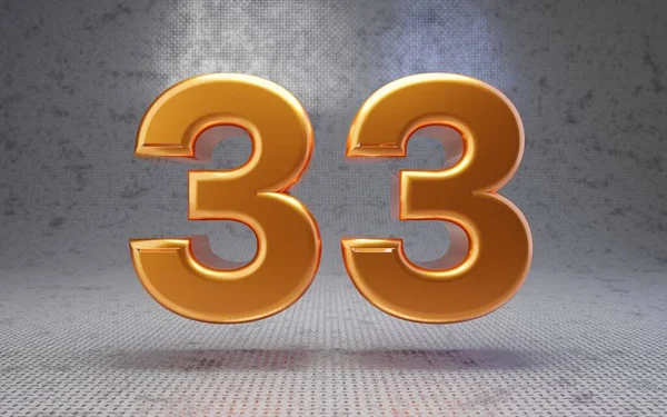 金33号金属纹理背景 3D渲染光滑的金属数字 最适合海报 — 图库照片