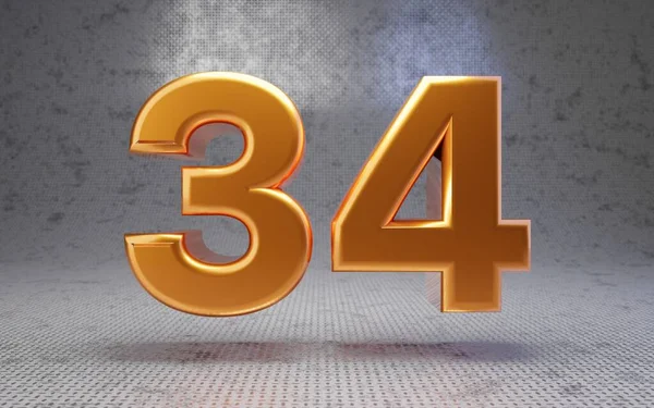 金34号金属纹理背景 3D渲染光滑的金属数字 最适合海报 — 图库照片