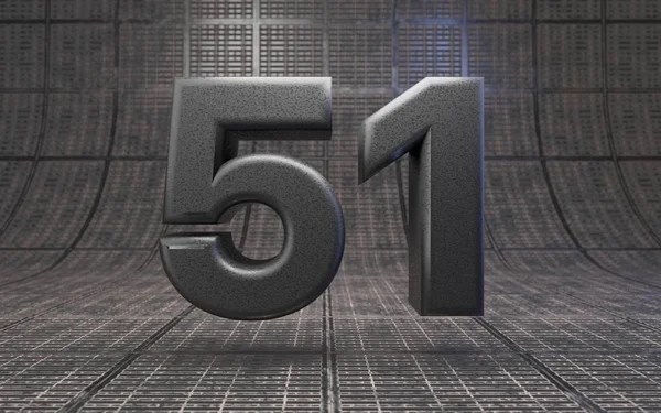 黑色51号Dlsr相机身体塑料纹理数字在金属地板上 3D渲染高科技字体 — 图库照片