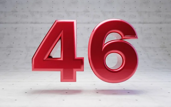 Red Number Metallic Red Color Digit Isolated Concrete Background Rendering — Stock Photo, Image