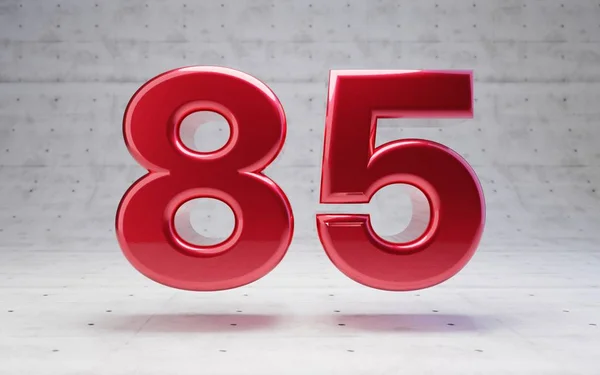 Rojo Número Dígitos Metálicos Color Rojo Aislados Sobre Fondo Hormigón — Foto de Stock