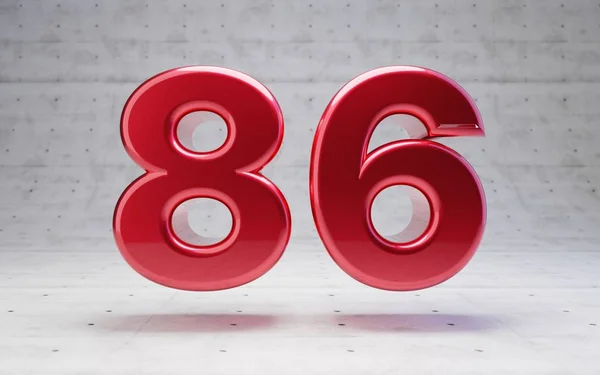 赤86番 具体的な背景に分離されたメタリックレッドのカラーディジット 3Dレンダリング — ストック写真