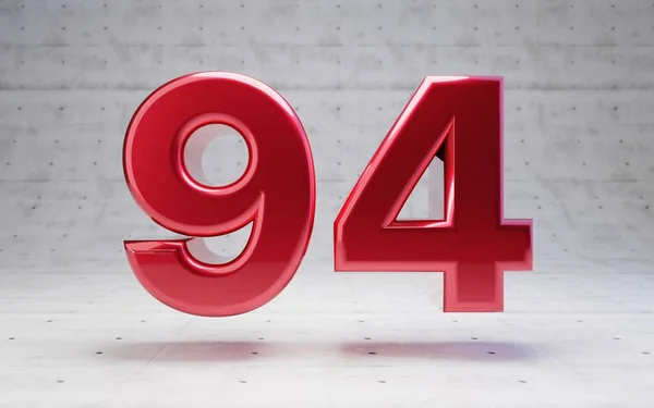 Красный Номер Металлический Красный Цвет Цифра Изолированы Бетонном Фоне Рендеринг — стоковое фото