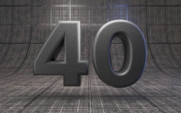 黑色40号Dlsr相机身体塑料纹理数字在金属地板上 3D渲染高科技字体 — 图库照片