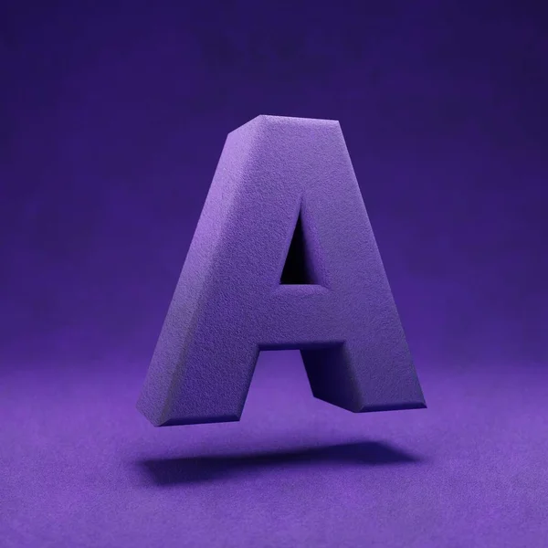 Violet Fluwelen Letter Hoofdletters Indigo Kleur Lettertype Karakter Rendering — Stockfoto