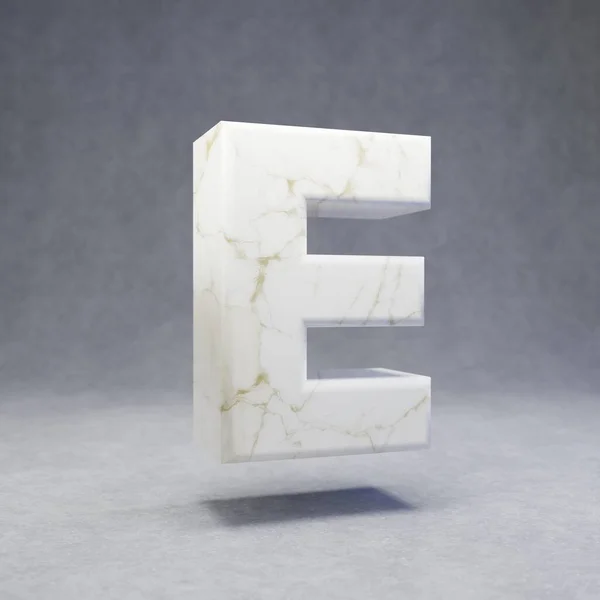 白色大理石字母E包覆在混凝土背景上 3D渲染光滑石头字体字符 — 图库照片