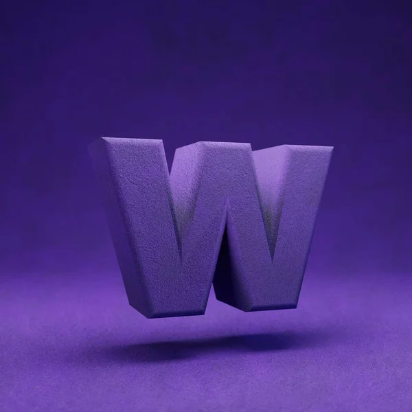 紫绒字母W小写字母 Indigo彩色字体字符3D渲染 — 图库照片