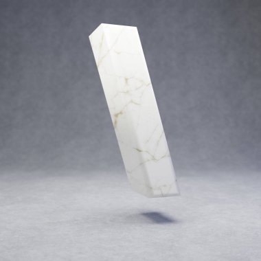 Beton arka planda beyaz mermer ve sembol. 3d biçimlendirilmiş parlak taş yazı tipi karakteri.