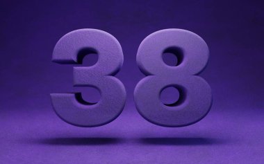 38 numaralı mor kadife. İndigo renk yazı tipi karakteri... 3D oluşturma.