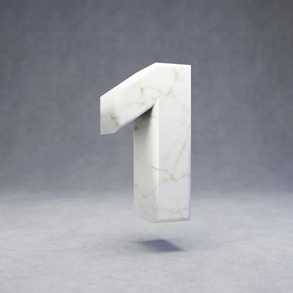 Weißer Marmor Nummer Auf Betongrund Gerenderte Glänzende Steinschrift Nummer — Stockfoto