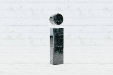 Küçük harf 3D mermer. Beyaz ahşap arka planda koyu yeşil mermer harf. 3d oluşturulmuş yazı tipi karakteri.