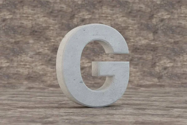 混凝土3D字母G大写字母 木制背景的坚硬石制信件 有不完善之处的具体字母表3D渲染字体字符 — 图库照片