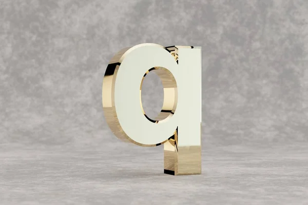 Ouro Lette Minúsculas Carta Dourada Brilhante Sobre Fundo Concreto Alfabeto — Fotografia de Stock