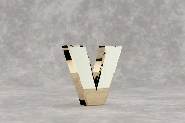 Ouro Lette Minúscula Carta Dourada Brilhante Sobre Fundo Concreto Alfabeto — Fotografia de Stock