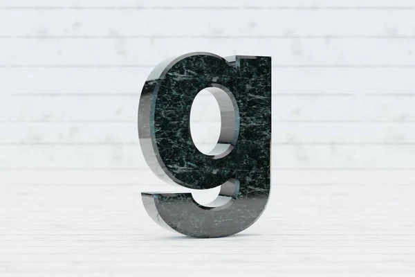 大理石の3D文字G小文字 白木の背景に濃い緑色の大理石の文字 3Dレンダリングフォント文字 — ストック写真