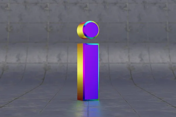 多色の3D文字私は小文字 タイルの背景に光沢のある虹色の文字 スタジオ光の反射を持つ金属アルファベット 3Dレンダリングフォント文字 — ストック写真