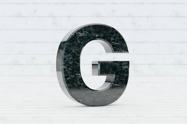 大理石3D字母G大写字母 白木背景上的深绿色大理石字母 3D渲染字体字符 — 图库照片
