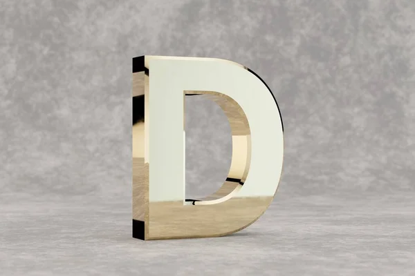 Gold Letter Uppercase Glossy Golden Letter Concrete Background Metallic Alphabet — Stock Photo, Image