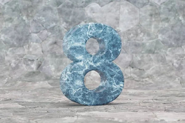 Marmor Zahl Blaue Marmorzahl Auf Steinhintergrund Gerenderte Schrift — Stockfoto