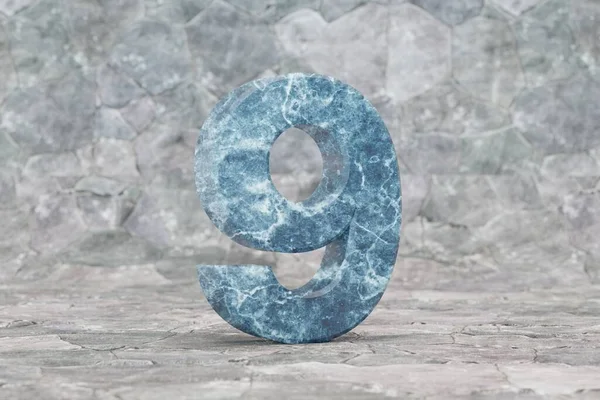 Marmor Zahl Blaue Marmorzahl Auf Steinhintergrund Gerenderte Schrift — Stockfoto