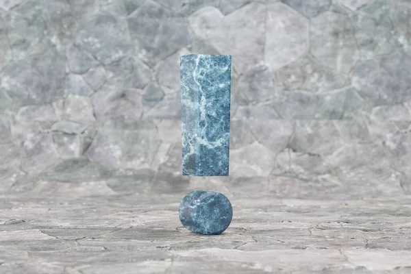 Mármore Símbolo Exclamação Sinal Mármore Azul Fundo Pedra Caractere Fonte — Fotografia de Stock