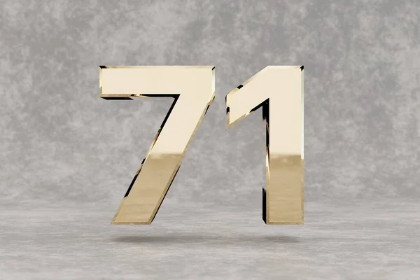 Ouro Número Número Dourado Brilhante Fundo Concreto Dígito Metálico Com — Fotografia de Stock